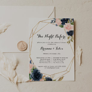Invitation Soirée Florale Gold d'hiver avant le dîner de répé