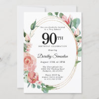 Soirée florale rose élégante 90e anniversaire