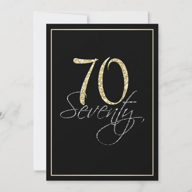 Invitation Soirée Formal Argent Noir et Or 70ème anniversaire (Devant)