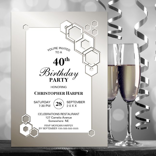 Invitation Soirée géométrique 40e anniversaire (Créateur téléchargé)