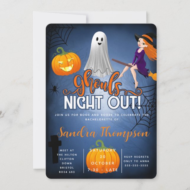 Invitation Soirée Ghouls dehors soirée halloween bachelorette (Devant)