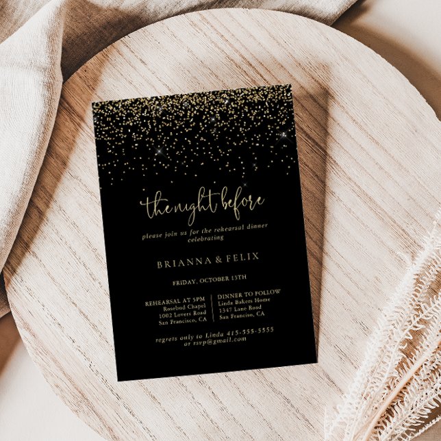 Invitation Soirée Gold Confetti avant le dîner de répétition (Créateur téléchargé)