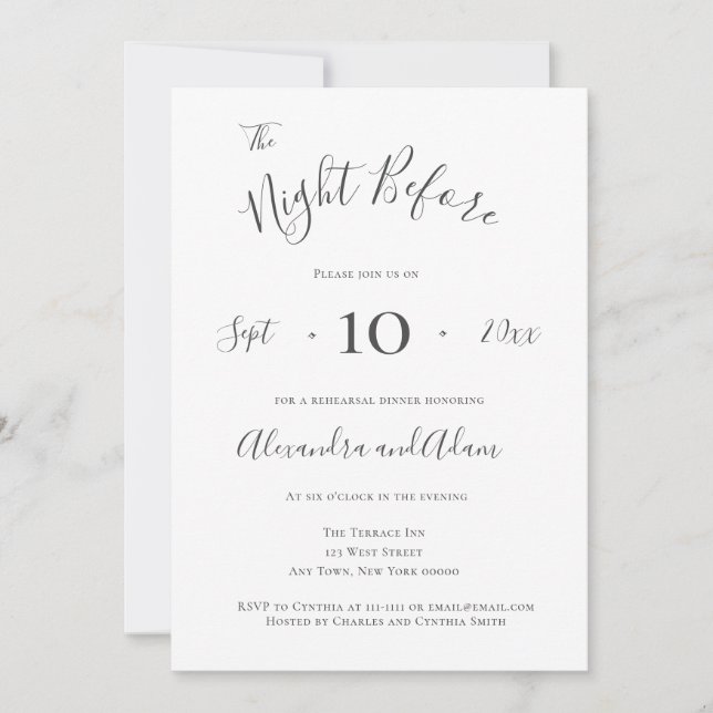 Invitation Soirée Grise Avant Le Dîner De Répétition Invitati (Devant)