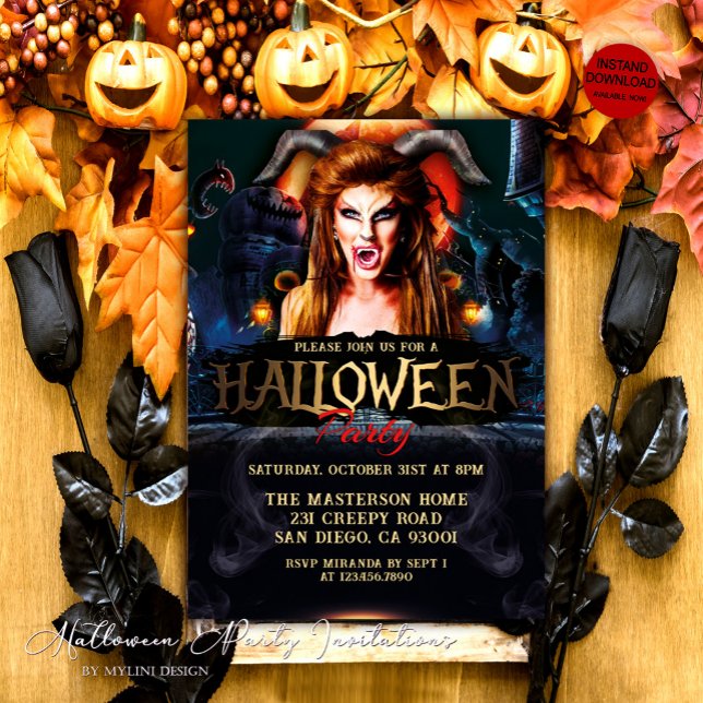 Invitation Soirée Halloween Adulte Fantôme Diabolique (Créateur téléchargé)