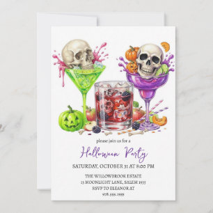Invitation Soirée halloween cocktail effrayante