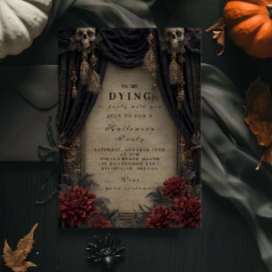Invitation Soirée Halloween Crâne et Roses Gothiques
