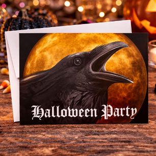 Invitation Soirée Halloween de pleine lune du corbeau noir ef