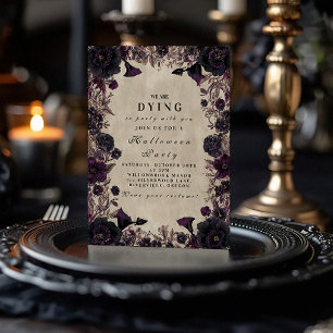 Invitation Soirée Halloween Fleur Violette Gothique