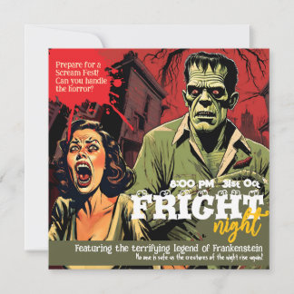 Invitation Soirée Halloween Horreur Rétro Frankenstein Vintag