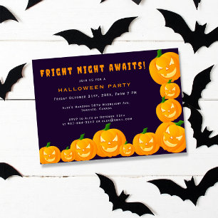 Invitation Soirée Halloween Jack o' lantern Violet et Orange