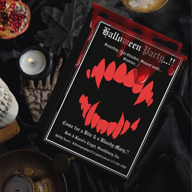 Invitation Soirée Halloween Morsure de Vampires (Vampires Bite Halloween Party Invitation)