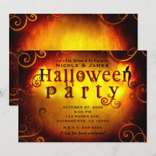 Invitation Soirée Halloween Trick or Treat Orange Effrayante