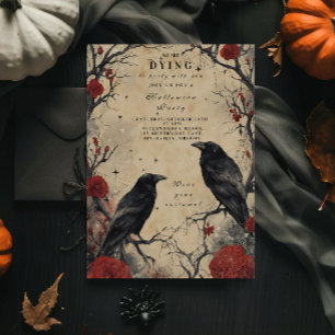 Invitation Soirée Halloween Vintage Corbeau et Roses