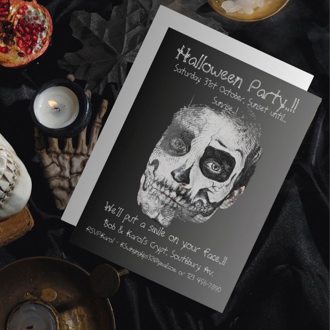 Invitation Soirée Halloween Voodoo Smile (Voodoo Smile Halloween Party Invitation)