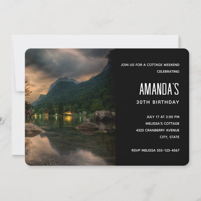 Invitation Soirée Lac Mountain Photographie Anniversaire (Devant)
