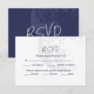 Invitation Soirée Lune Marine Nuit Mariage Bleu RSVP