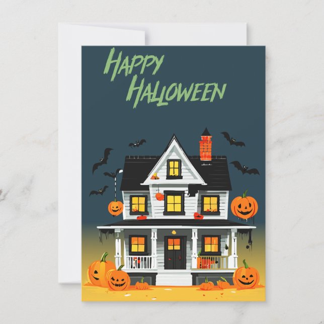 Invitation Soirée Maison Hantée Halloween (Devant)