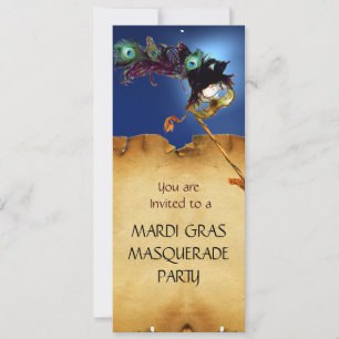 Invitation SOIRÉE MASQUÉE DU MARDI GRAS, bleu