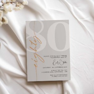 Invitation Soirée minimaliste Beige 80e anniversaire