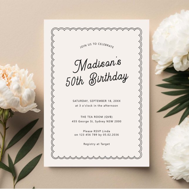 Invitation Soirée minimaliste de 50e anniversaire (Créateur téléchargé)