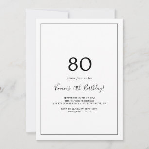 Invitation Soirée minimaliste de 80e anniversaire