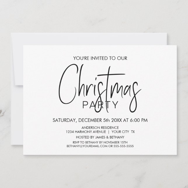Invitation Soirée minimaliste de Noël (Devant)