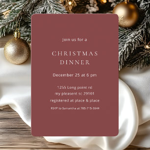 Invitation Soirée minimaliste de Noël Rouge