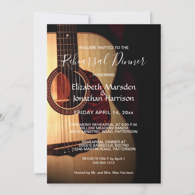 Invitation Soirée musicale Guitare moderne Dîner de répétitio (Devant)