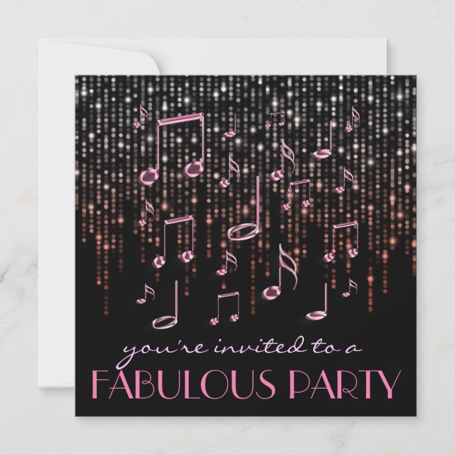 Invitation soirée musicale rose (Devant)