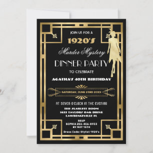 Invitation Soirée mystère de meurtre Art Déco Gatsby les Anné
