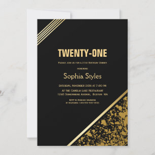 Invitation Soirée Noir et Or 21e anniversaire