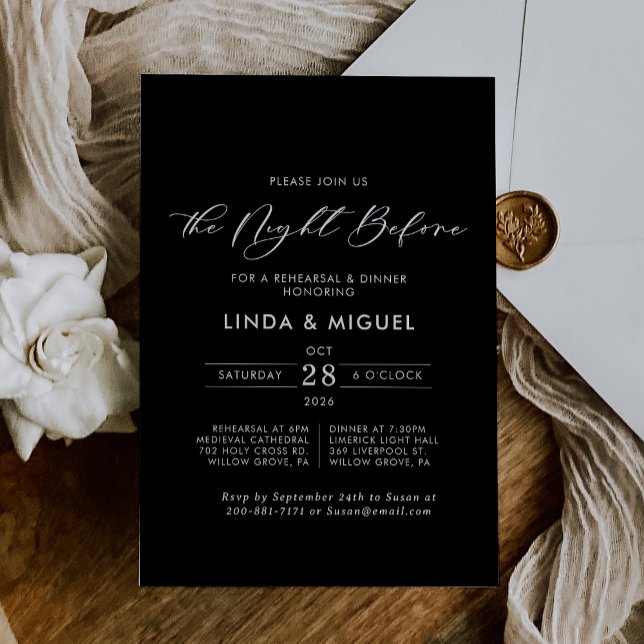 Invitation Soirée Noire Classique Officielle Avant Le Dîner D (Créateur téléchargé)