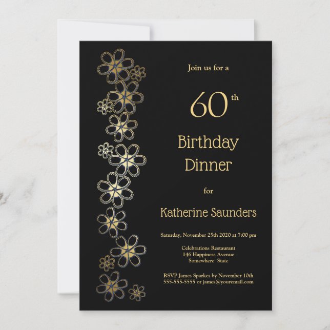 Invitation Soirée Noire et Or 60e anniversaire (Devant)