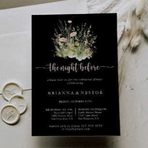 Invitation Soirée Noire fleur sauvage Avant Le Dîner De Répét