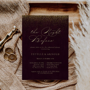 Invitation Soirée Parties scintillant d'or avant le dîner de 