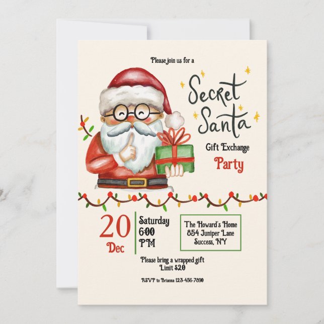 Invitation Soirée Père Noël Secret (Devant)