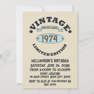 Invitation Soirée personnalisée vintage 50e anniversaire
