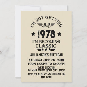 Invitation Soirée personnalisée vintage de 45 ans