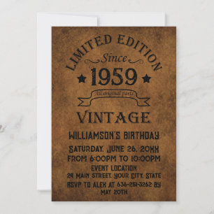 Invitation Soirée personnalisée vintage de 65e anniversaire