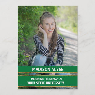 Invitation Soirée photo moderne vert et or