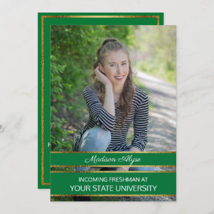 Invitation Soirée photo verte et Gold