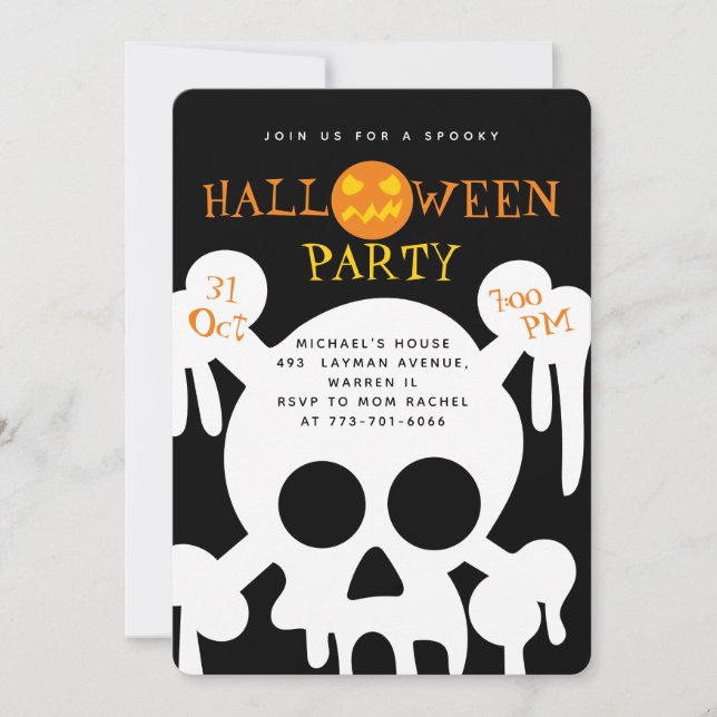 Invitation Soirée pour enfants Halloween Éffrayant (Devant)