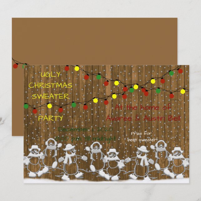 Invitation Soirée Pull de Noël Laid (Devant / Derrière)