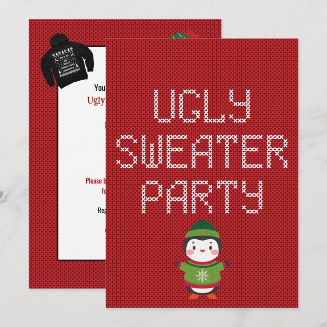 Invitation Soirée pull de Noël laid (Devant / Derrière)