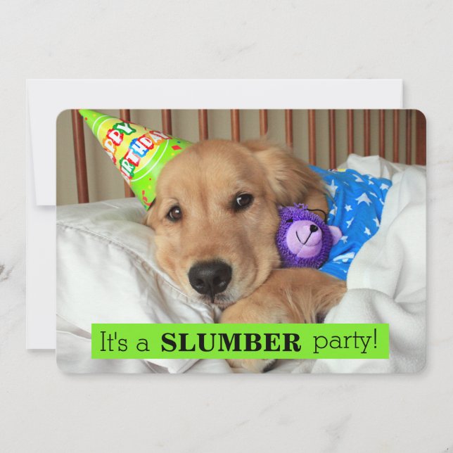Invitation Soirée pyjamas de Sleepover de chien de golden (Devant)