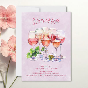 Invitation Soirée rose des filles vin 