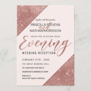 Invitation Soirée rose Gold Faux Sparkling Parties scintillan