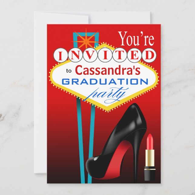 Invitation Soirée rouge Stiletto et Lipstick Las Vegas (Devant)