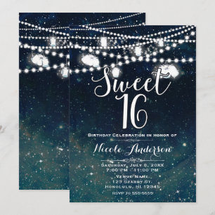Invitation Soirée Rustique Ciel Mason Lumières Jar SWEET 16