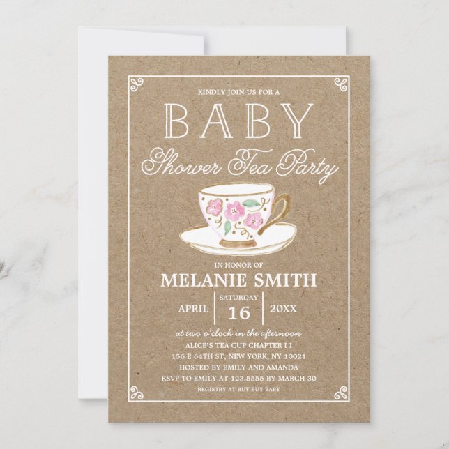Invitation Soirée Rustique Moderne | Baby shower (Devant)